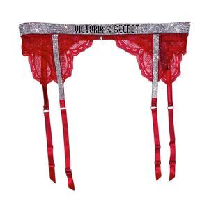 Victoria's Secret Shine Strap Lace Garter Belt Lipstick Red Size XS/S